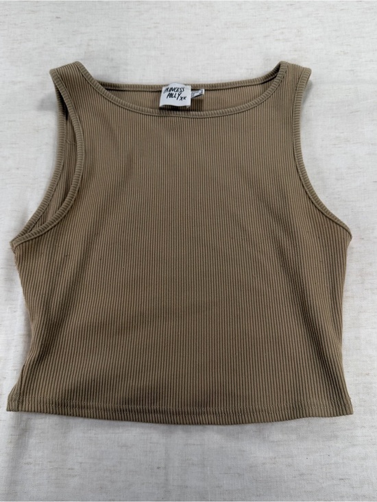 Princess Polly Tops - Princess Polly Beige Solid Ribbed Knit Round Neck Sleeveless Tank Top 6